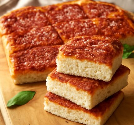 Delicious tomato pie pizza with kolache donut and box donut