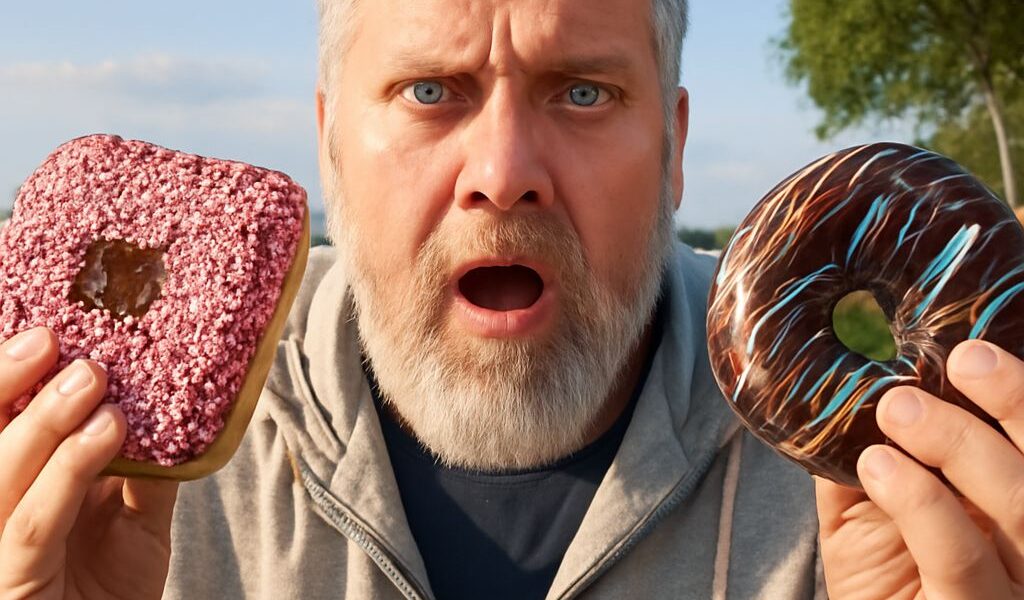Square donuts and snow donuts with a sprinkle of cinnamon
