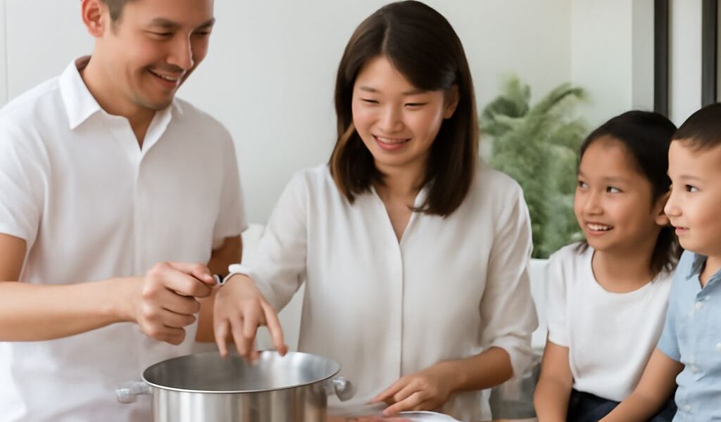 Happy Family Chinese dish with happy food ingredients