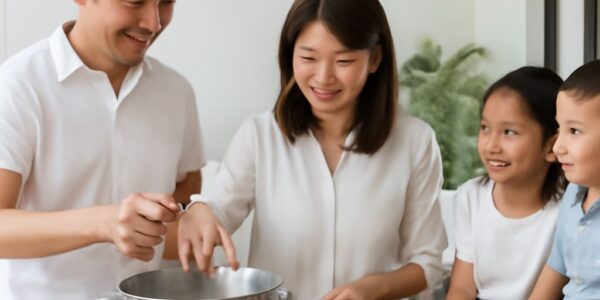 Happy Family Chinese dish with happy food ingredients