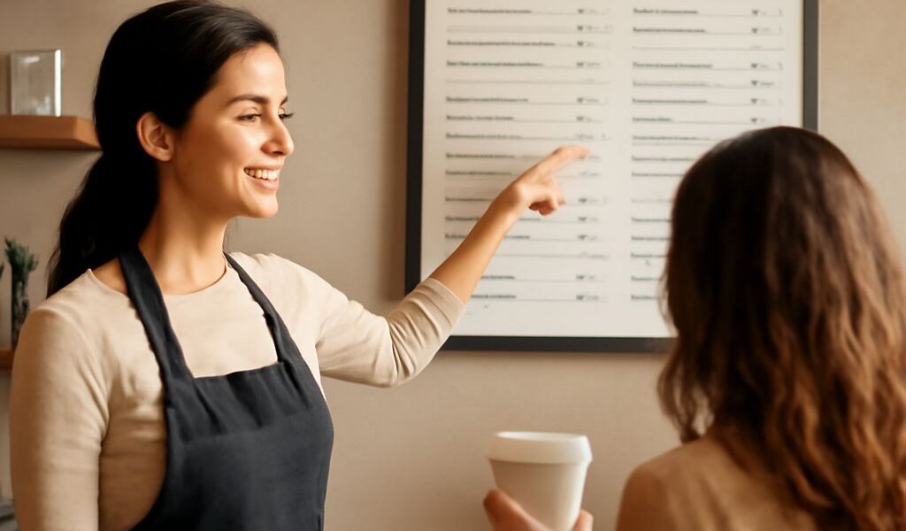 A display of coffee shop menu and city cafe menu offerings