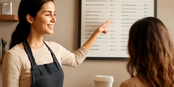A display of coffee shop menu and city cafe menu offerings